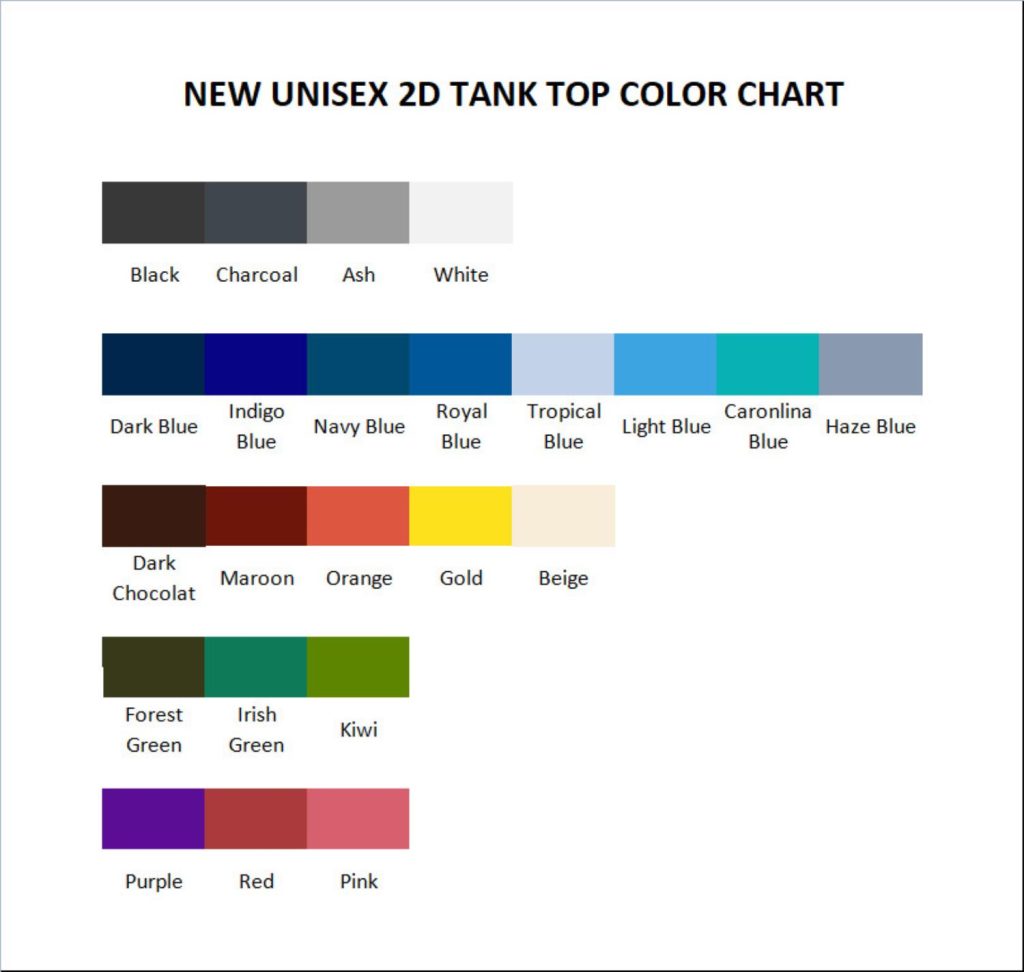 tank top color chart - Brockhampton Merch