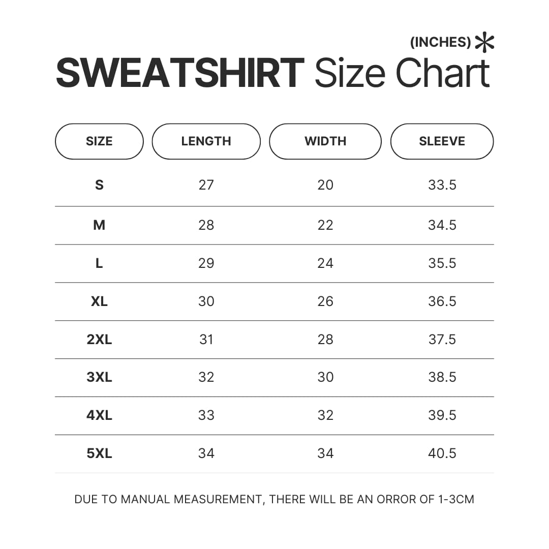 Sweatshirt Size Chart - Brockhampton Merch